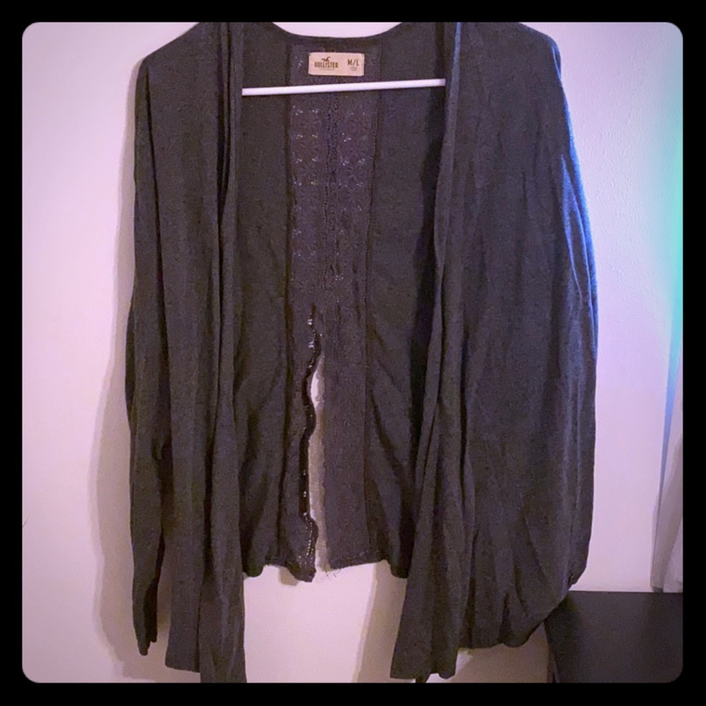 Gray coverup sweater